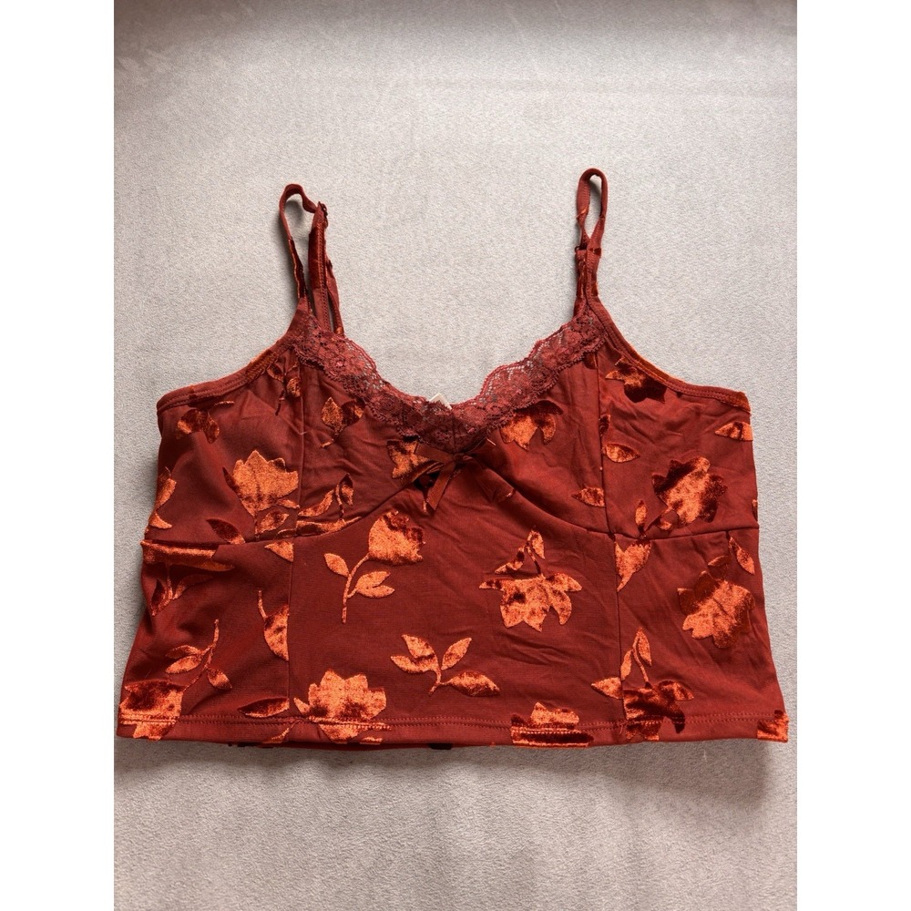 Madden‎ Girl L Velvet Burnout Babydoll Y2K Crop Tank Lace Dark Romantic Fairy